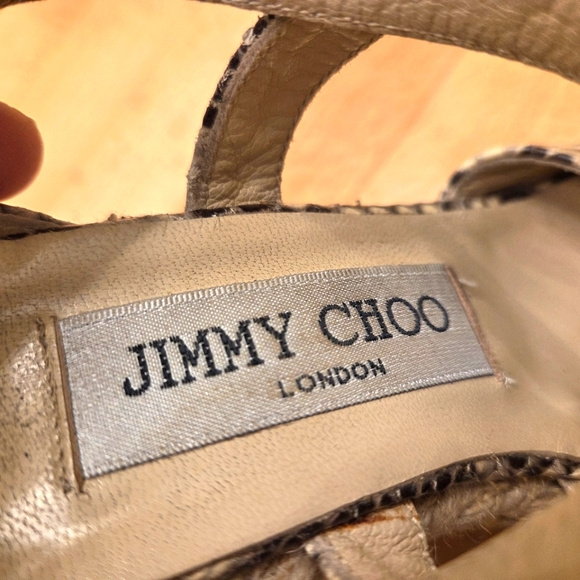 Jimmy Choo Snake Embossed Heels Espadrille Sandals Platform Python 37/6.5 - Picture 7 of 10